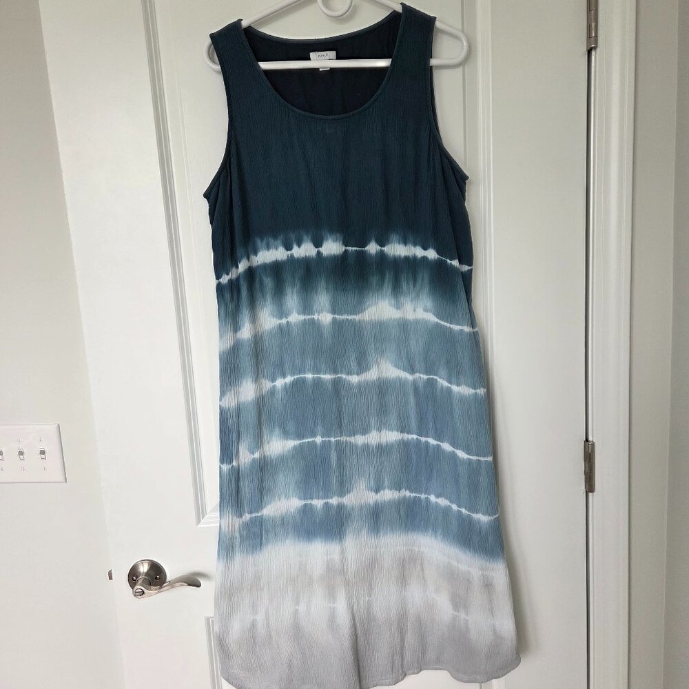 Purejill Cotton Blend Midi Dress Blue Women M  Beach Boho Vacation-RESORT SALE